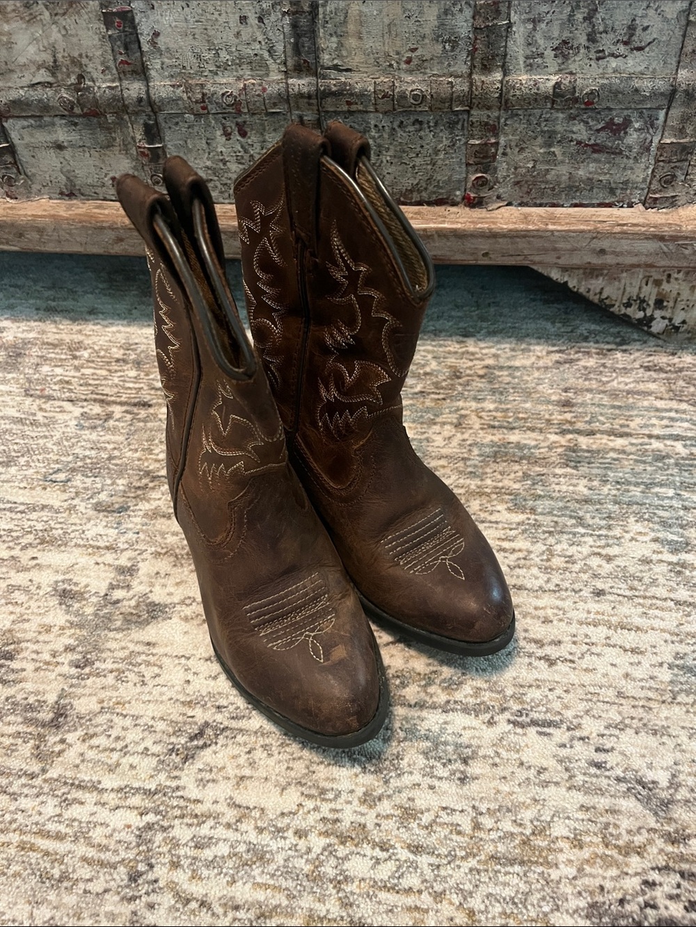 Kid’s Brown Leather Western Cowboy Boots